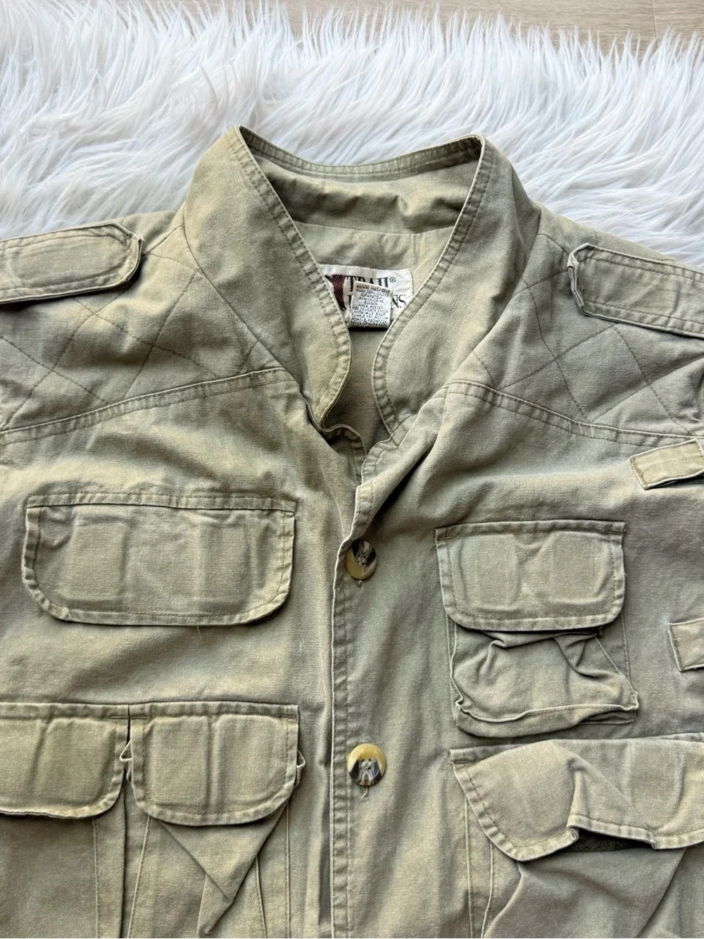 Vintage Trail Designs Utility Vest L Khaki Safari Fishing Cargo Gorpcore